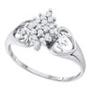 Image 1 : 14KT White Gold 0.15CTW DIAMOND CLUSTER RING