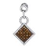Image 1 : 10KT White Gold 0.33CTW COGNAC DIAMOND MICRO-PAVE PENDA