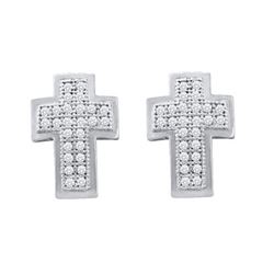 10KT White Gold 0.15CTW DIAMOND CROSS EARRINGS