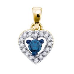 10K Yellow-gold 0.21CT BLUE DIAMOND FASHION PENDANT