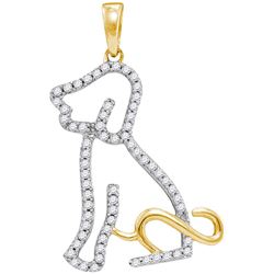 10kt Yellow Gold Womens Round Natural Diamond Dog Doggy