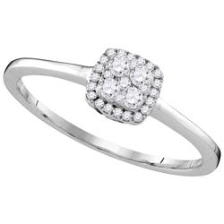 10kt White Gold Womens Round Diamond Halo Cluster Brida