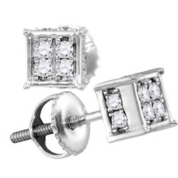 10kt White Gold Womens Round Diamond Square Cluster Scr