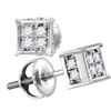 Image 1 : 10kt White Gold Womens Round Diamond Square Cluster Scr