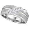 Image 1 : 10kt White Gold Mens Round Diamond Diagonal Row Ridged