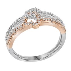 10kt Two-tone White Gold Womens Round Diamond Double He