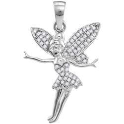 10kt White Gold Womens Round Diamond Tinkerbell Fairy S