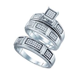 925 Sterling Silver White 0.29CTW DIAMOND FASHION TRIO