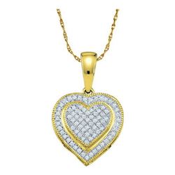 10KT Yellow Gold 0.15CTW ROUND DIAMOND MICRO-PAVE HEART