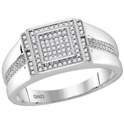 10kt White Gold Mens Round Natural Diamond Square Clust