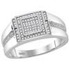 Image 1 : 10kt White Gold Mens Round Natural Diamond Square Clust
