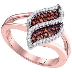10KT Rose Gold 0.30CTW COGNAC DIAMOND FASHION RING