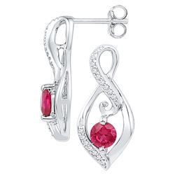 10kt White Gold Womens Round Lab-Created Ruby Solitaire