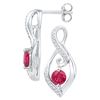 Image 1 : 10kt White Gold Womens Round Lab-Created Ruby Solitaire