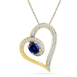 10kt Yellow Gold Womens Oval Lab-Created Blue Sapphire