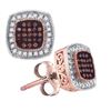 Image 1 : 10KT Rose Gold 0.25CTW RED DIAMOND MICRO-PAVE EARRING