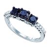 Image 1 : 10K White-gold 1.06CT BLACK DIAMOND 3 STONE RING