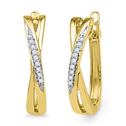 10K Yellow-gold 0.05CTW DIAMOND HOOPS EARRING