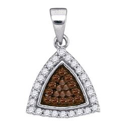 10KT White Gold 0.30CTW COGNAC DIAMOND MICRO-PAVE PENDA