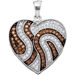 10KT White Gold 0.50CTW COGNAC DIAMOND FASHION PENDANT