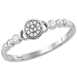 10kt White Gold Womens Round Diamond Cluster Stackable