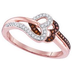 10KT Rose Gold 0.15CTW RED DIAMOND MICRO-PAVE RING