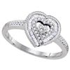 Image 1 : 10KT White Gold 0.24CTW DIAMOND HEART RING