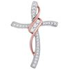 Image 1 : 10KT White Gold Two Tone 0.20CTW DIAMOND CROSS PENDANT