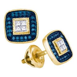 10K Yellow-gold 0.33CTW BLUE DIAMOND MICRO-PAVE EARRING