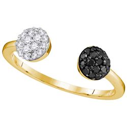 10kt Yellow Gold Womens Round Black Colored Diamond Ban