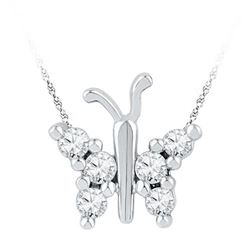 10KT White Gold 0.20CTW DIAMOND BUTTERFLY PENDANT