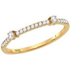 10kt Yellow Gold Womens Round Diamond Single Row Stacka