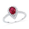 Image 1 : 10kt White Gold Womens Pear Lab-Created Ruby Solitaire