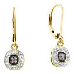 14KT Yellow Gold 0.23CTW COGNAC DIAMOND FASHION EARRING