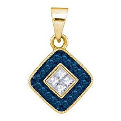 14K Yellow-gold 0.22CTW BLUE DIAMOND MICRO-PAVE PENDANT