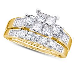 10kt Yellow Gold Womens Princess Diamond Bridal Wedding