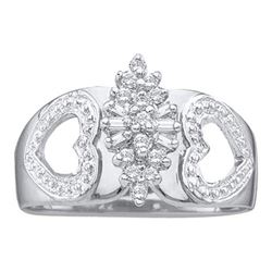10KT White Gold 0.15CTW DIAMOND CLUSTER RING