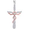 Image 1 : 10KT White Gold Two Tone 0.15CTW-Diamond CROSS PENDANT