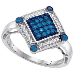 10KT White Gold 0.28CTW BLUE DIAMOND MICRO-PAVE RING