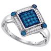 Image 1 : 10KT White Gold 0.28CTW BLUE DIAMOND MICRO-PAVE RING
