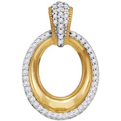 10kt Yellow Gold Womens Round Diamond Framed Outline Ov