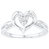 Image 1 : 10kt White Gold Womens Round Diamond Solitaire Heart Ri