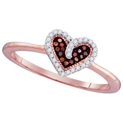 10KT Rose Gold 0.10CTW RED DIAMOND MICRO-PAVE RING