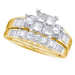 10kt Yellow Gold Womens Princess Diamond Bridal Wedding