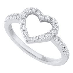 10KT White Gold 0.20CTW DIAMOND HEART RING