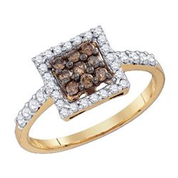 10KT Yellow Gold 0.51CTW COGNAC DIAMOND FASHION RING
