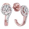 Image 1 : 10kt Rose Gold Womens Round Natural Diamond J Hoop Fash