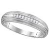 Image 1 : 10kt White Gold Mens Round Diamond Ridged Edges Wedding