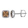 Image 1 : 14kt White Gold Womens Round Cognac-brown Colored Diamo