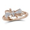 Image 1 : 10kt Rose Gold Womens Round Natural Diamond Ribbon Bow